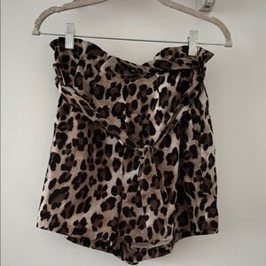 Le Lis High Waist Leopard Print Shorts in Brown and Black